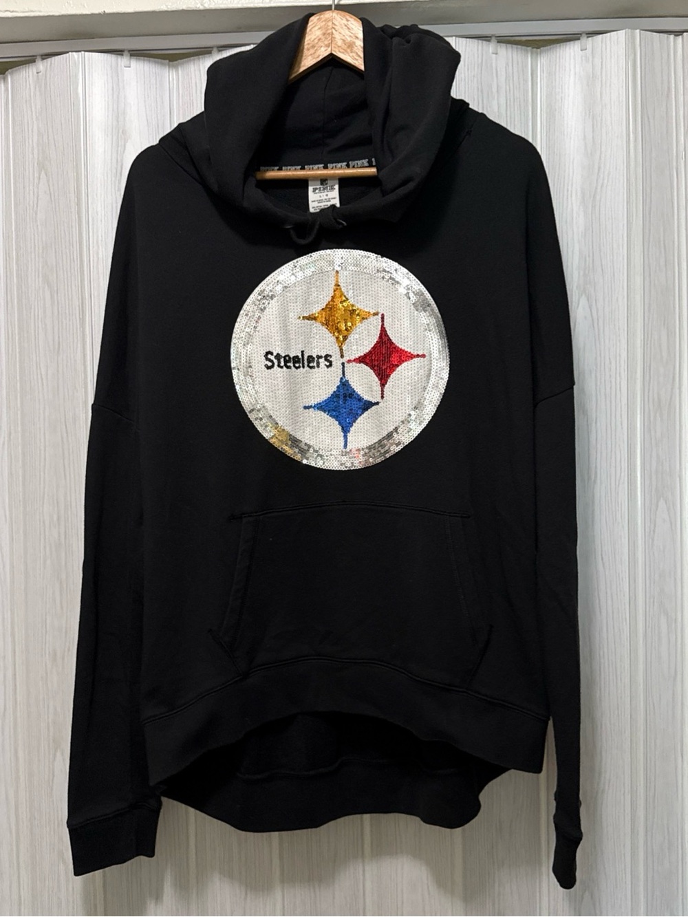 Victoria's Secret Pink Women’s Pittsburgh Steelers Sequence Hoodie Large EUC